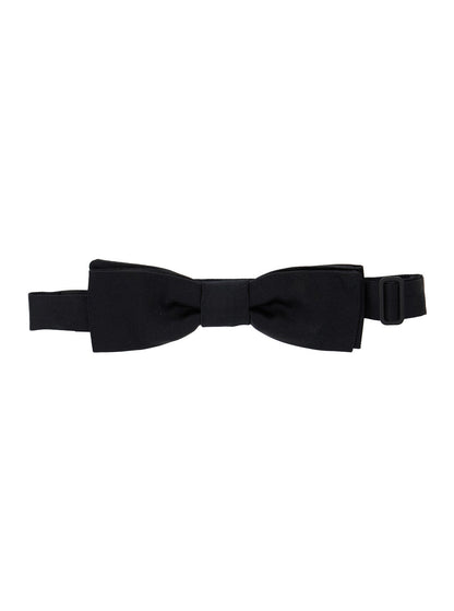 Dolce &amp; Gabbana Men Black Bowtie With Logo Patch On The Rear And Rear Hook Closure In Silk Man by Luosophy