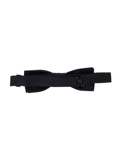 Dolce &amp; Gabbana Men Black Bowtie With Logo Patch On The Rear And Rear Hook Closure In Silk Man by Luosophy