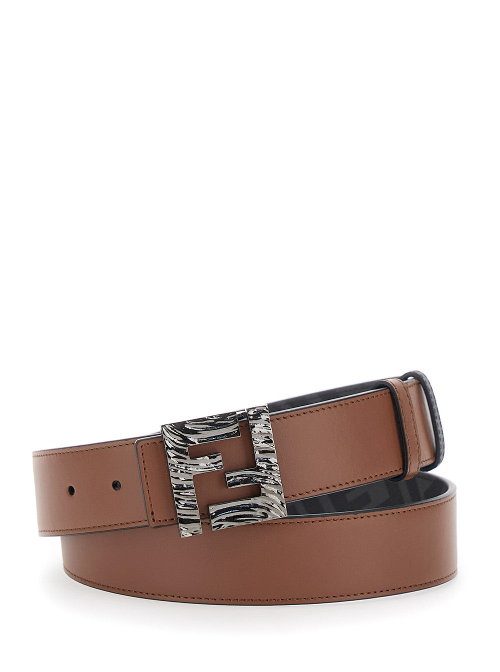 Fendi Men Brown Reversible Belt With Ff Buckle Closure In Leather Man  DestGlow