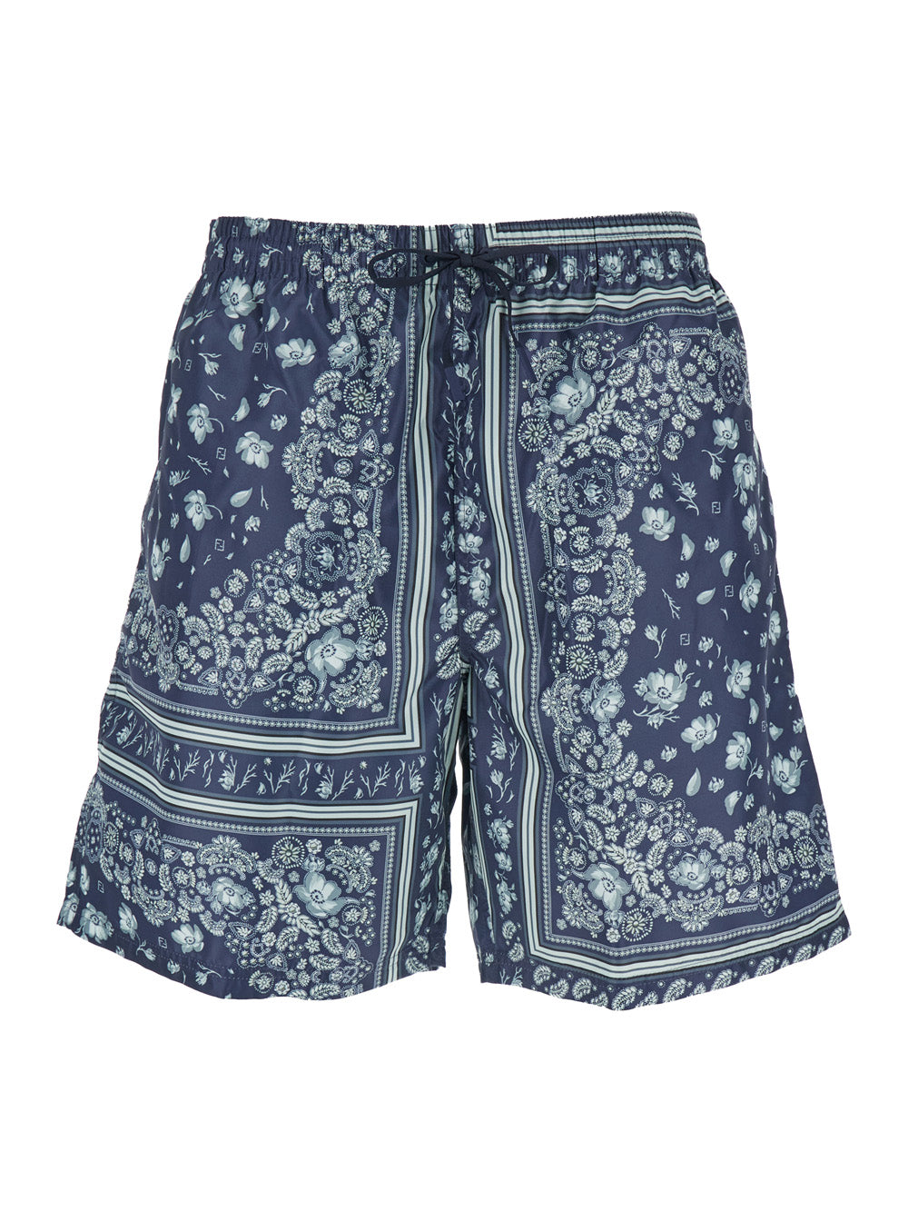 Fendi Men Blue Swimsuit With Elasticated Waist And All-Over Ff Motif In Tech Fabric Man by Luosophy
