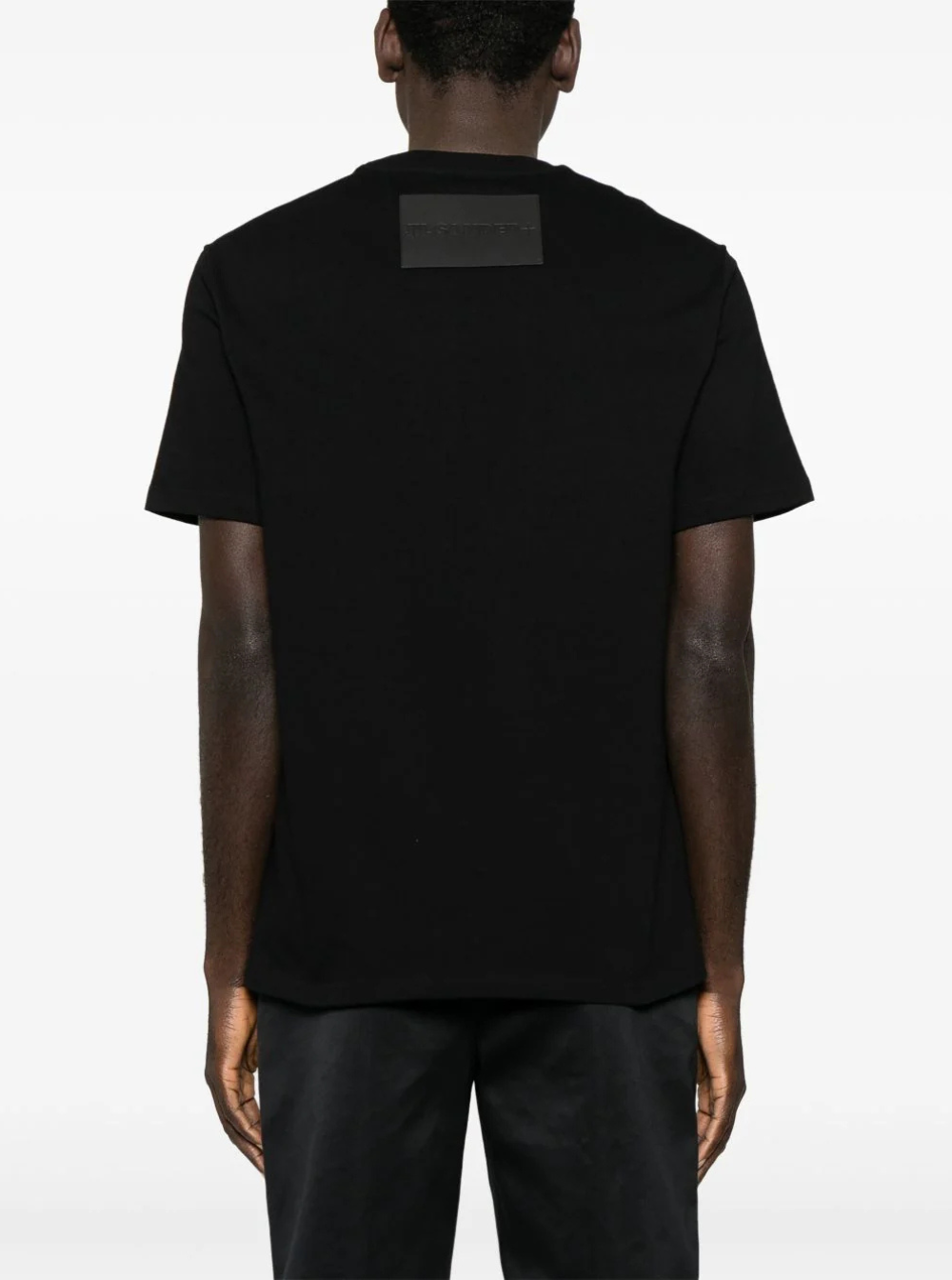 Jil Sander Men Black Crewneck T-Shirt With Logo Patch On The Rear In Cotton Man by Luosophy