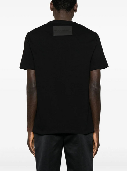 Jil Sander Men Black Crewneck T-Shirt With Logo Patch On The Rear In Cotton Man by Luosophy