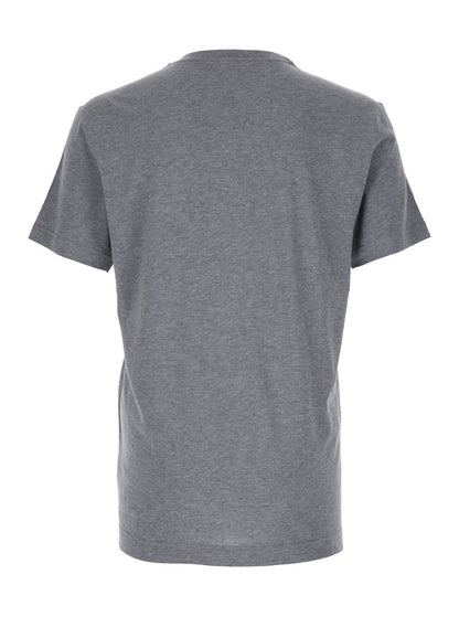 Dolce &amp; Gabbana Men Grey Crewneck T-Shirt With Logo Lettering Print On The Front In Cotton Man by Luosophy