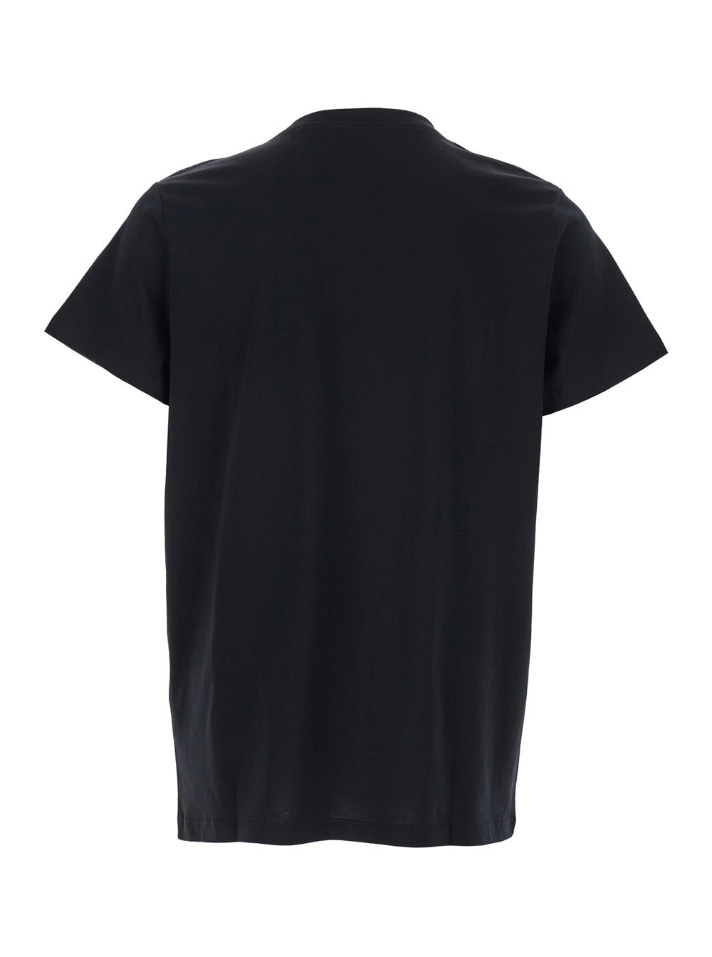 Balmain Men Black Crewneck T-Shirt With Logo Print On The Front In Cotton Man by Luosophy