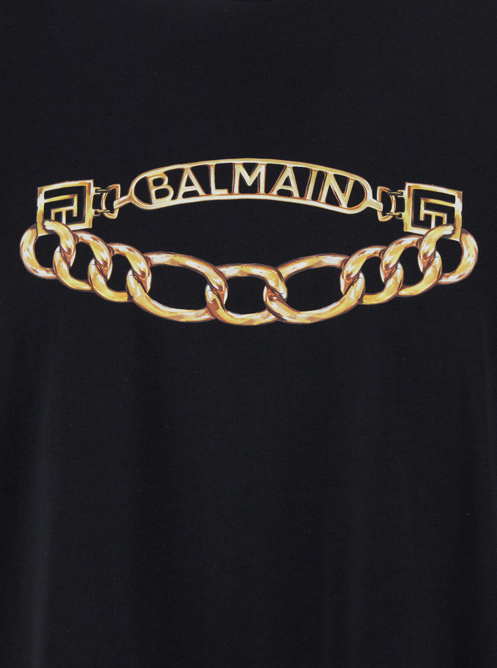Balmain Men Black Crewneck T-Shirt With Logo Print On The Front In Cotton Man by Luosophy