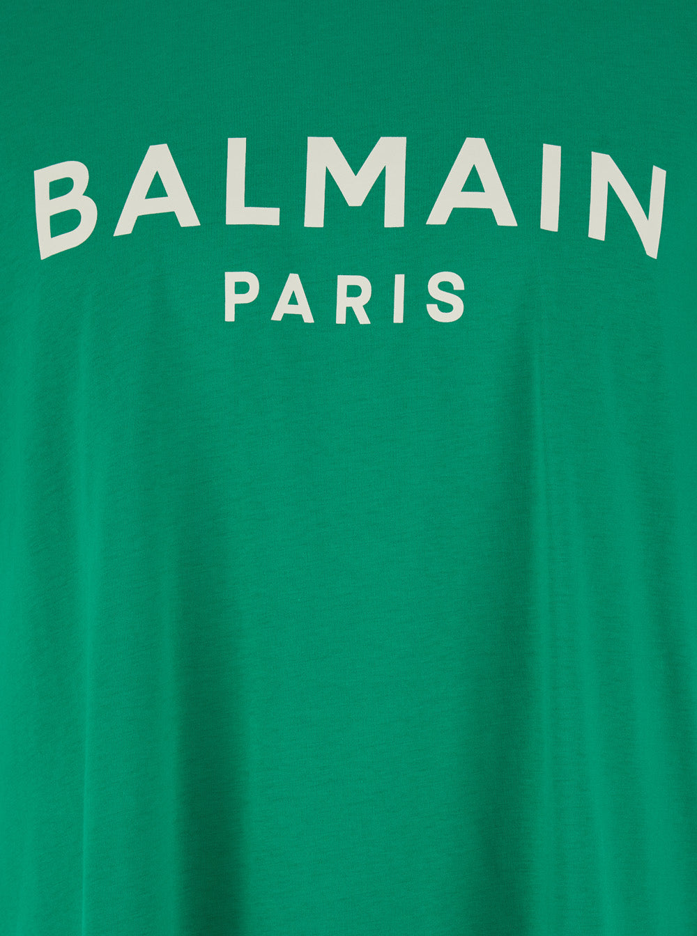 Balmain Men Green Crewneck T-Shirt With Logo Lettering Print On The Front In Cotton Man by Luosophy