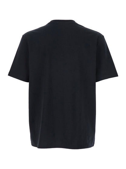 Balmain Men Black Crewneck T-Shirt With Logo Lettering Print On The Front In Cotton Man by Luosophy