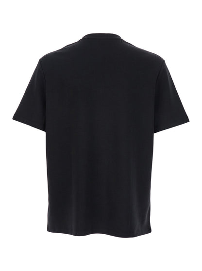 Balmain Men Black Crewneck T-Shirt With Logo Print On The Front In Cotton Man by Luosophy