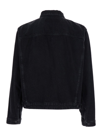 Dsquared2 Men Black Jacket With Classic Collar And Embossed Logo On The Front In Denim Man by Luosophy
