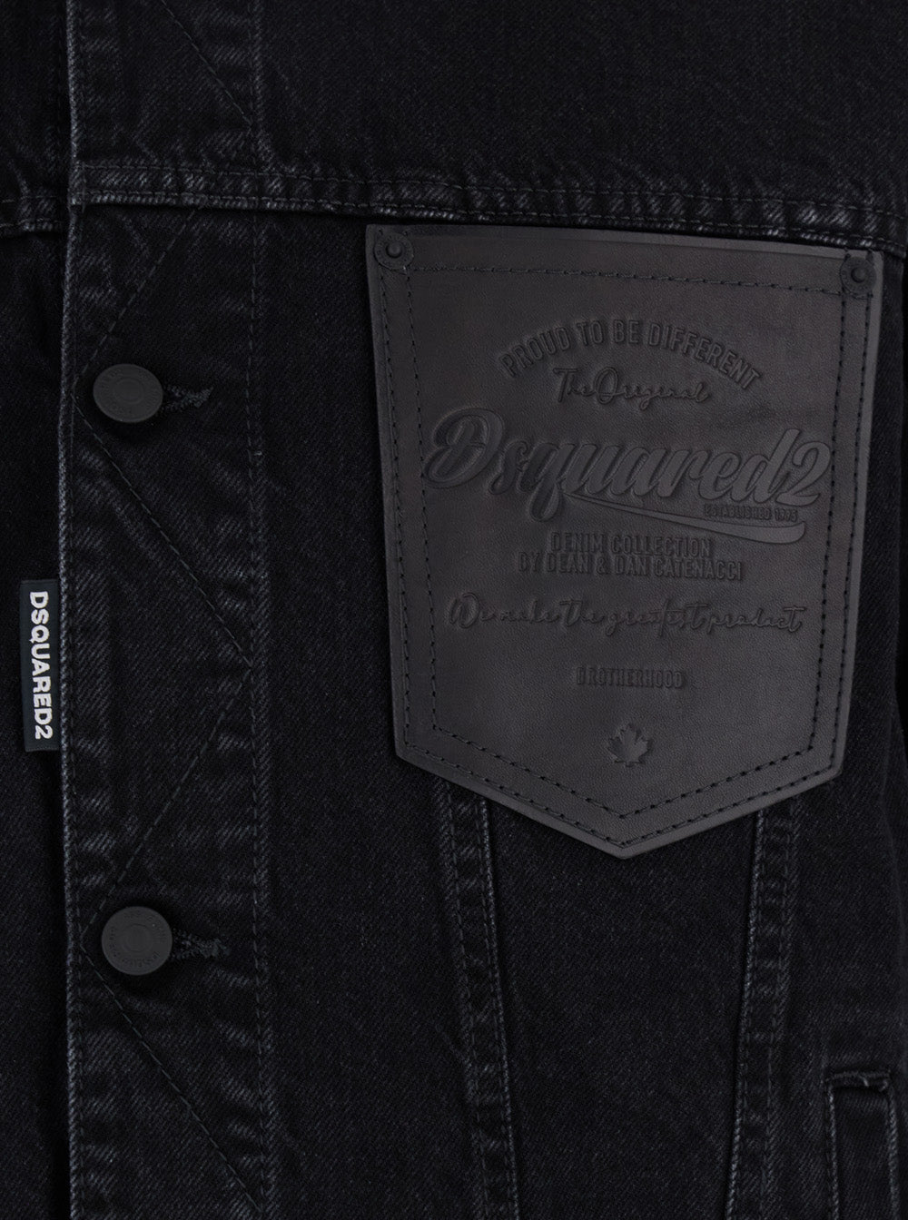 Dsquared2 Men Black Jacket With Classic Collar And Embossed Logo On The Front In Denim Man by Luosophy