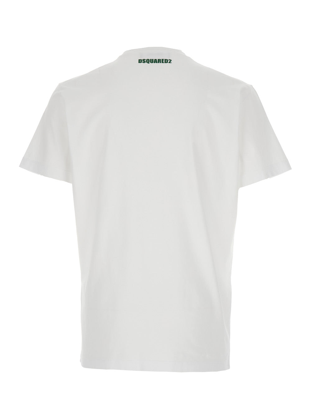 Dsquared2 Men White Crewneck T-Shirt With Print On The Front And Logo Lettering On The Rear In Cotton Man by Luosophy