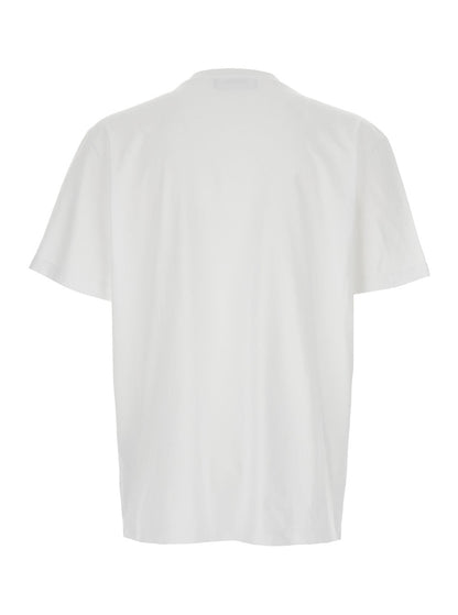 Dsquared2 Men White Crewneck T-Shirt With Logo Lettering On The Front In Cotton Man by Luosophy