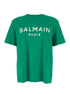 Balmain Men Green Crewneck T-Shirt With Logo Lettering Print On The Front In Cotton Man by Luosophy