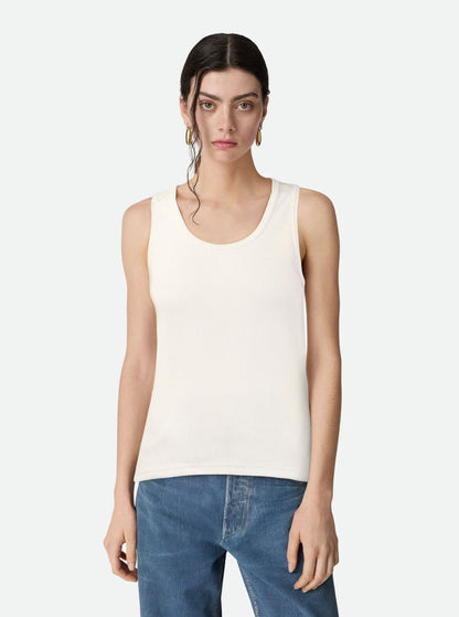 Bottega Veneta Women White Ribbed Tank Top With U Neckline In Cotton Woman Bottega Veneta by Luosophy