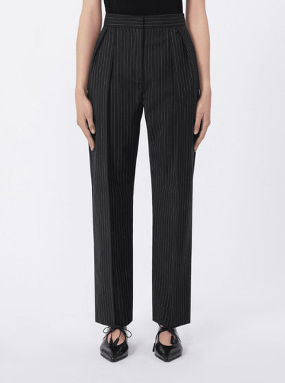 Max mara women sesamo black pants with front concealed closure and all