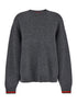 Gucci Women Grey Crewneck Sweater With Web Detail On The Cuffs In Wool And Cashmere Blend Woman by Luosophy