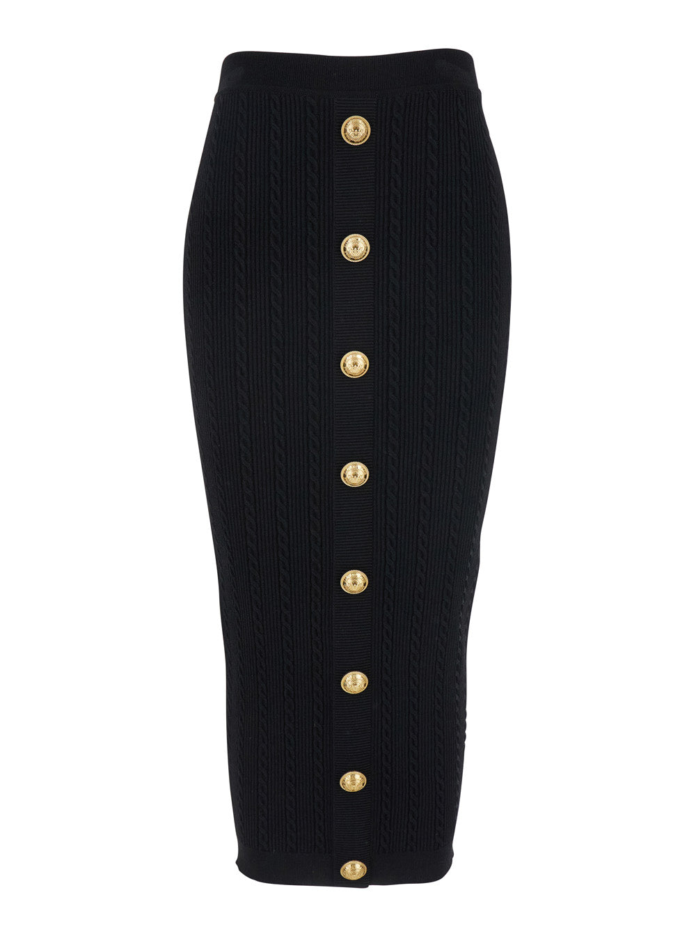 Balmain Women Black Skirt With Logo Buttons And Zip Closure In Viscose Blend Woman by Luosophy