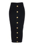 Balmain Women Black Skirt With Logo Buttons And Zip Closure In Viscose Blend Woman by Luosophy