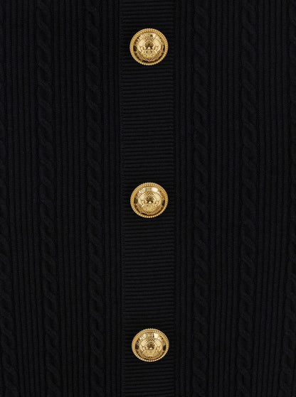 Balmain Women Black Skirt With Logo Buttons And Zip Closure In Viscose Blend Woman by Luosophy