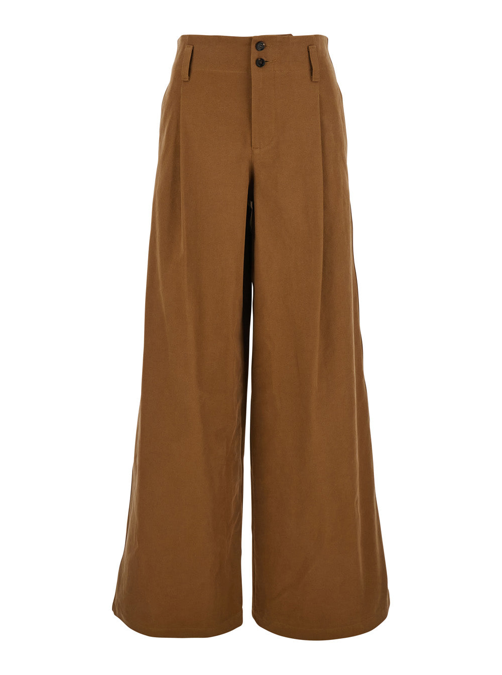 Chloé Women Brown Pants With Belt Loops And Wide Leg In Cotton Woman by Luosophy