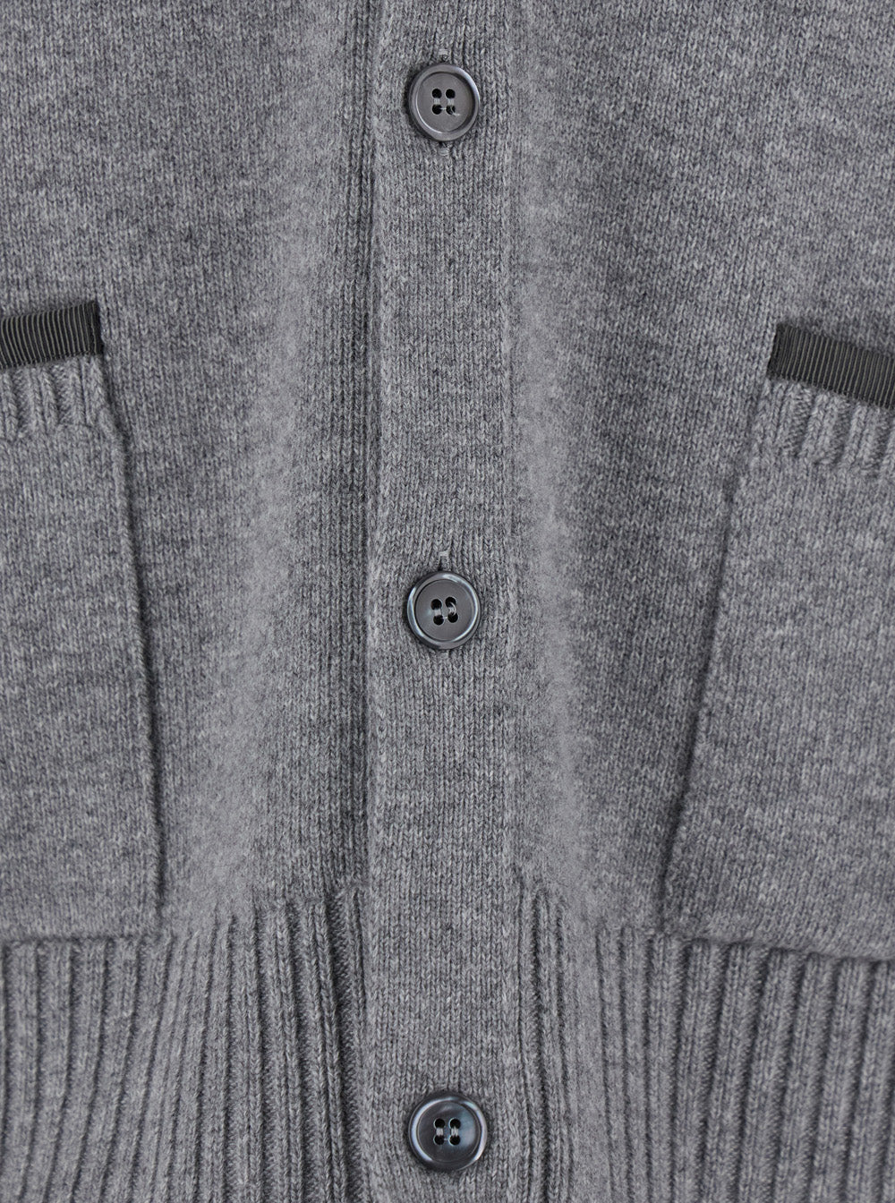 Thom Browne Men Grey Cardigan With V Neck And Striped Detail On The Sleeve In Wool Man by Luosophy