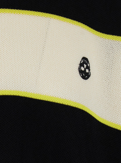 Alexander Mcqueen Men Black And White Long-Sleeve Polo Shirt With Logo Patch On The Front And All-Over Striped Motif In Cotton Blend Man by Luosophy