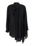 Balenciaga Women Black Blouse With Pussybow Collar And Asymmetric Design In Silk Woman by Luosophy