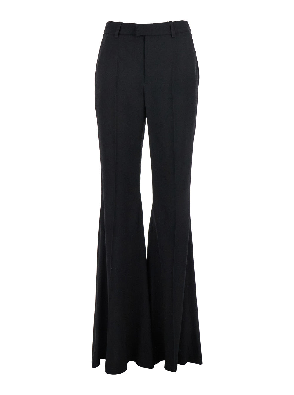 Balenciaga Women Black Pants With Belt Loops And Flared Leg In Viscose Woman by Luosophy