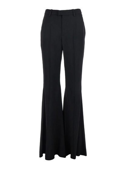 Balenciaga Women Black Pants With Belt Loops And Flared Leg In Viscose Woman by Luosophy