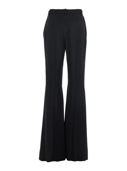 Balenciaga Women Black Pants With Belt Loops And Flared Leg In Viscose Woman by Luosophy