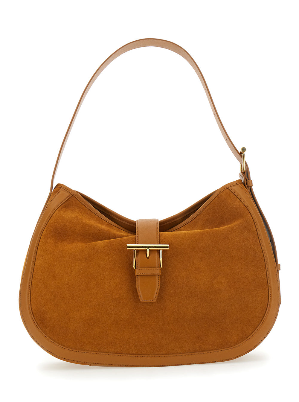 Alexander Mcqueen Women Brown Shoulder Bag With Adjustable Shoulder Strap And T Buckle Closure On The Front In Suede Woman by Luosophy