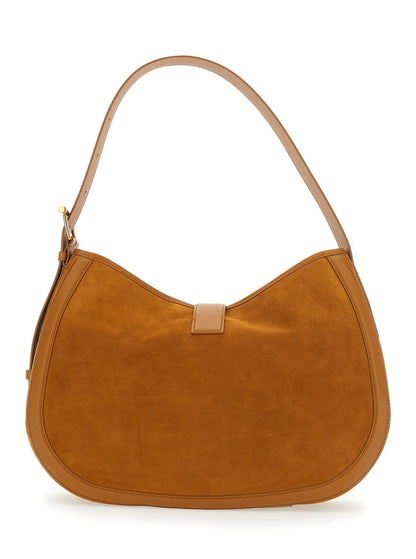 Alexander Mcqueen Women Brown Shoulder Bag With Adjustable Shoulder Strap And T Buckle Closure On The Front In Suede Woman by Luosophy
