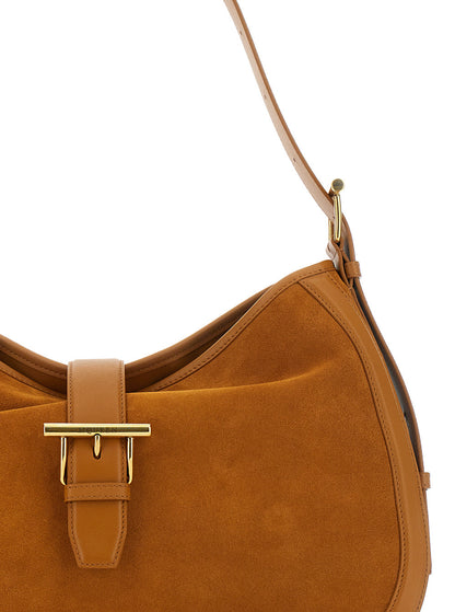 Alexander Mcqueen Women Brown Shoulder Bag With Adjustable Shoulder Strap And T Buckle Closure On The Front In Suede Woman by Luosophy