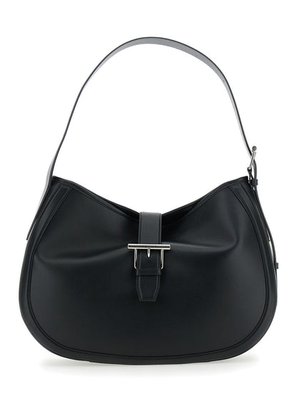 Alexander Mcqueen Women Black Shoulder Bag With Adjustable Shoulder Strap And T Buckle Closure On The Front In Leather Woman by Luosophy