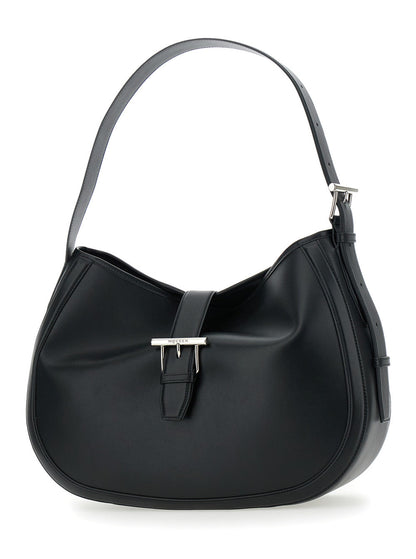 Alexander Mcqueen Women Black Shoulder Bag With Adjustable Shoulder Strap And T Buckle Closure On The Front In Leather Woman by Luosophy