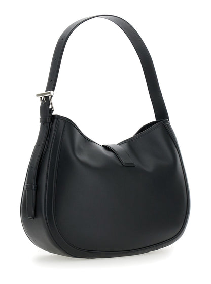 Alexander Mcqueen Women Black Shoulder Bag With Adjustable Shoulder Strap And T Buckle Closure On The Front In Leather Woman by Luosophy