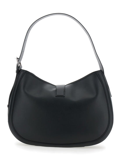 Alexander Mcqueen Women Black Shoulder Bag With Adjustable Shoulder Strap And T Buckle Closure On The Front In Leather Woman by Luosophy