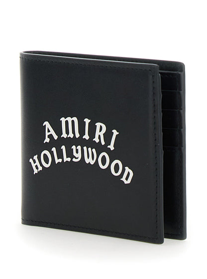 Amiri Men Bi-Fold Wallwt With Logo Lettering On The Front In Leather Man by Luosophy