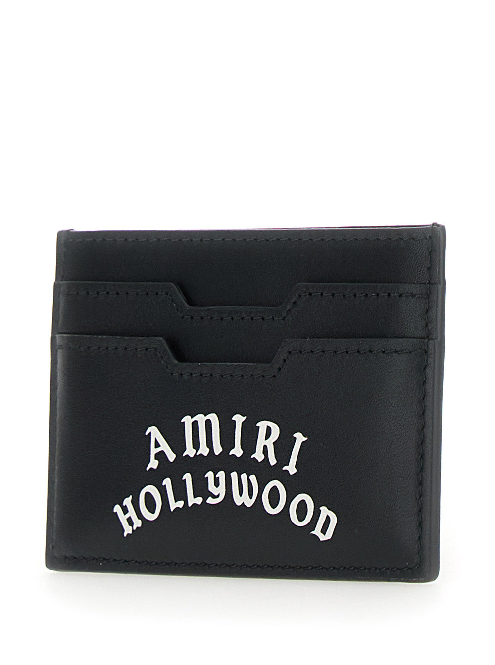 Amiri Men Black Card Holder With Logo Lettering On The Front And Embossed Logo On The Rear In Leather Man by Luosophy