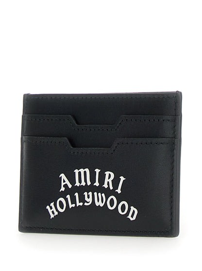 Amiri Men Black Card Holder With Logo Lettering On The Front And Embossed Logo On The Rear In Leather Man by Luosophy