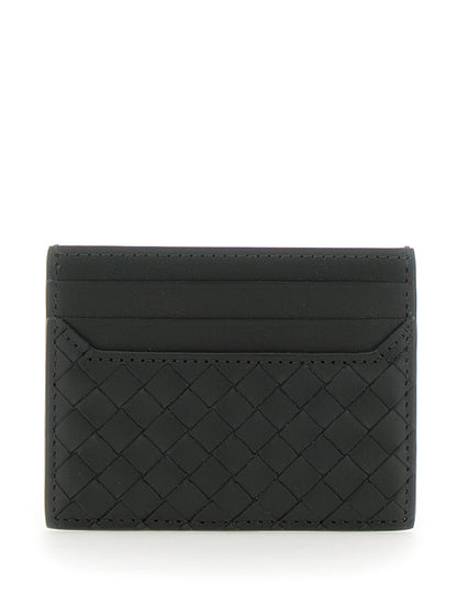 Bottega Veneta Men Green Card Holder With Intrecciato Motif In Leather Man by Luosophy