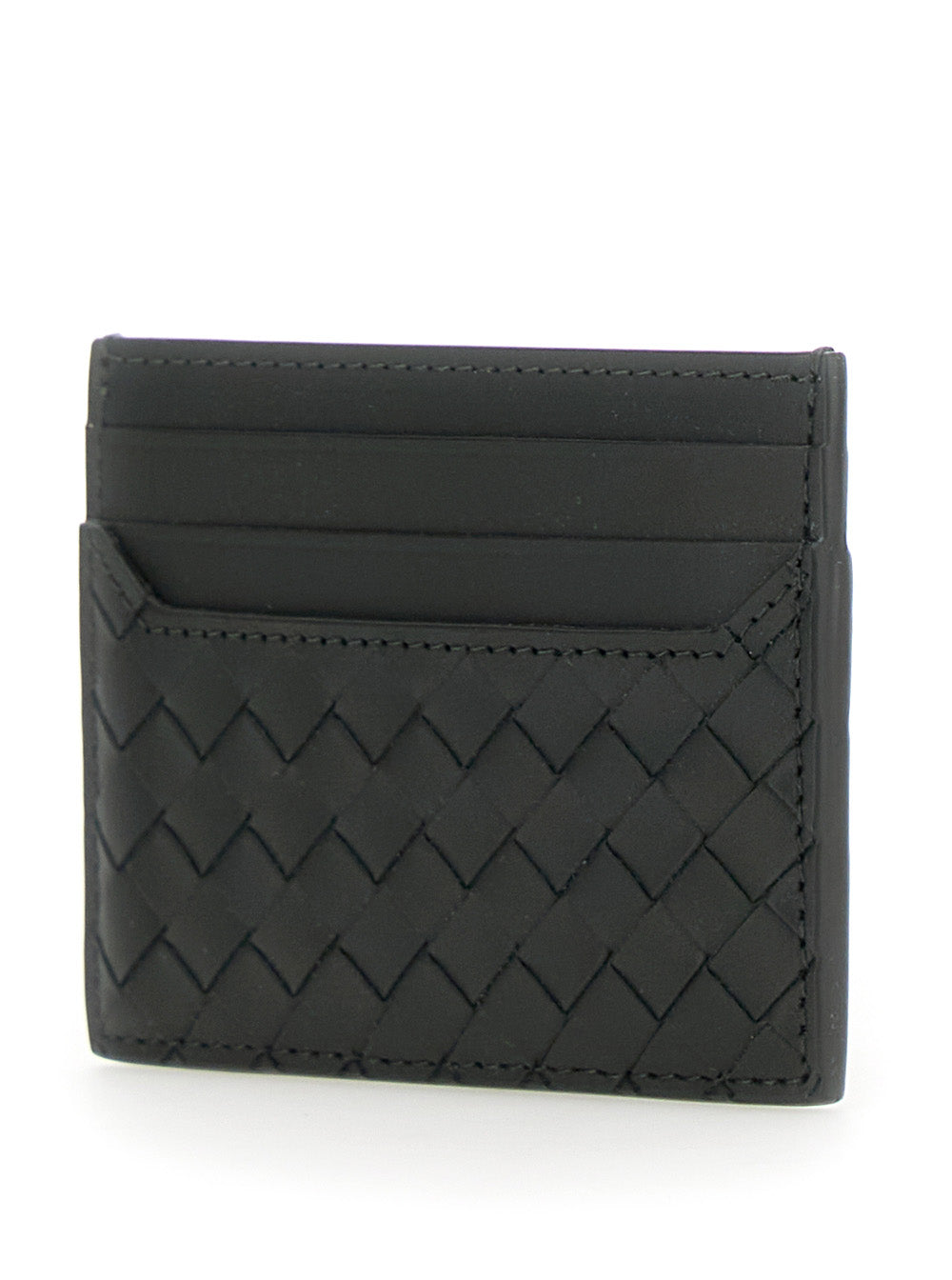 Bottega Veneta Men Green Card Holder With Intrecciato Motif In Leather Man by Luosophy