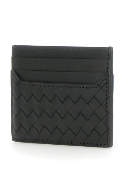 Bottega Veneta Men Green Card Holder With Intrecciato Motif In Leather Man by Luosophy