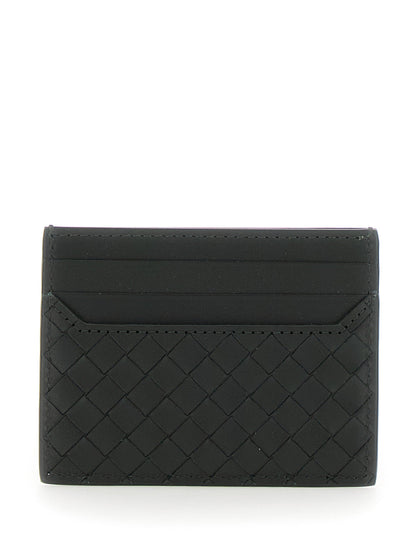 Bottega Veneta Men Green Card Holder With Intrecciato Motif In Leather Man by Luosophy