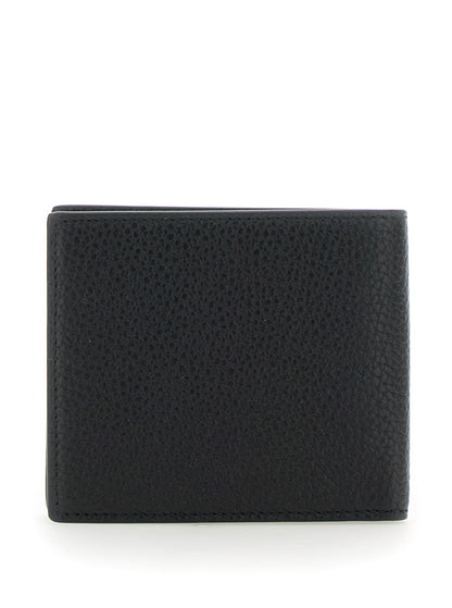 Gucci Men Black Bi-Fold Wallet With Embossed Logo Lettering On The Front In Grained Leather Man by Luosophy