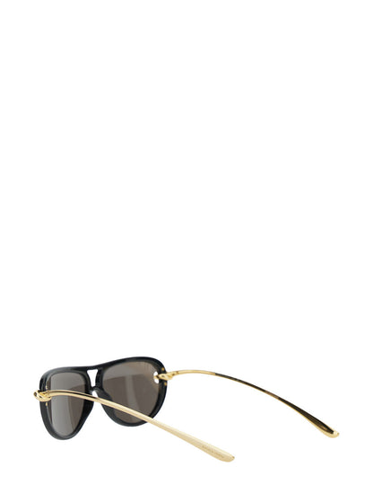 Bottega Veneta Women Black Sunglasses With Cut-Out Motif On The Temples And Knot Detail On The Temples In Acetate Woman by Luosophy