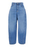 Givenchy Women Blue Jeans With Logo Patch On The Rear And Wide Leg In Denim Woman by Luosophy