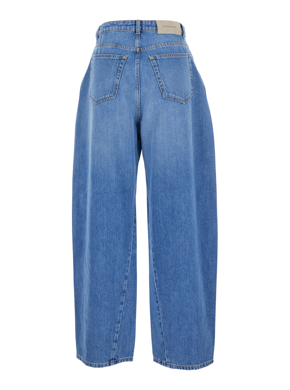 Givenchy Women Blue Jeans With Logo Patch On The Rear And Wide Leg In Denim Woman by Luosophy