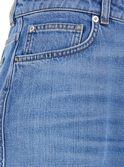 Givenchy Women Blue Jeans With Logo Patch On The Rear And Wide Leg In Denim Woman by Luosophy