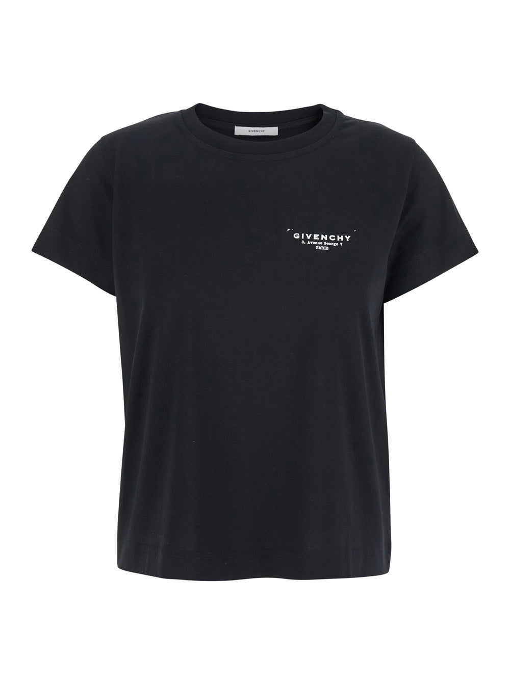 Givenchy Women Black Crewneck T-Shirt With Logo Lettering On Front And Rear In Cotton Woman by Luosophy